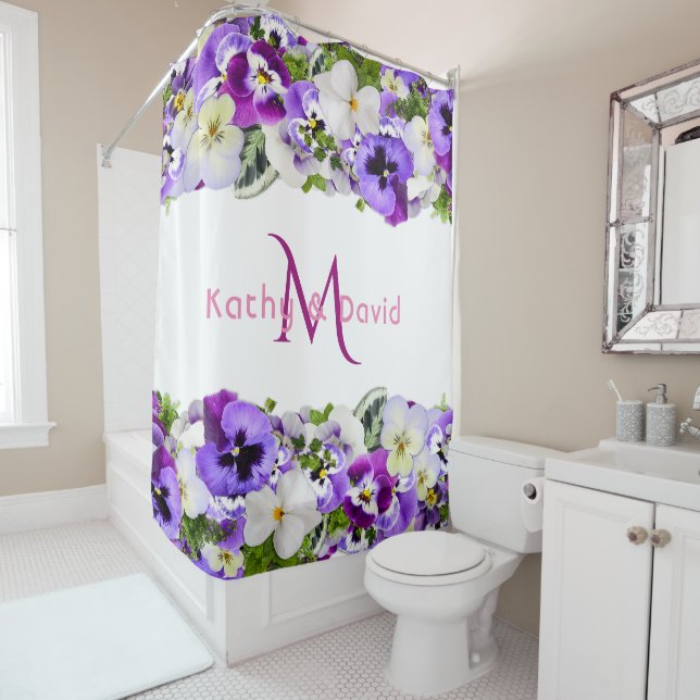 Purple florals white monogram name (In Situ)