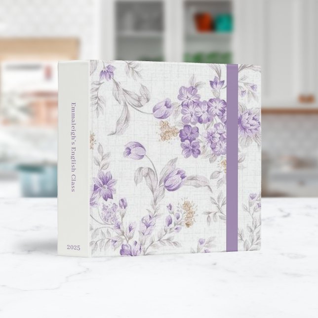 Purple Florals White Pattern Organizational Binder (Creator Uploaded)