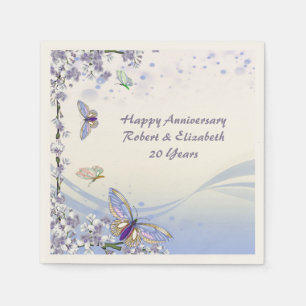 Purple Florets & Butterflies Personalize Party Napkin