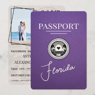 Purple Florida Passport Save The Date