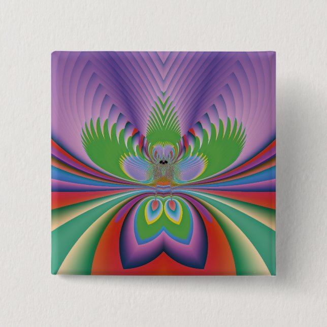 Purple Flower 2 Inch Square Button (Front)