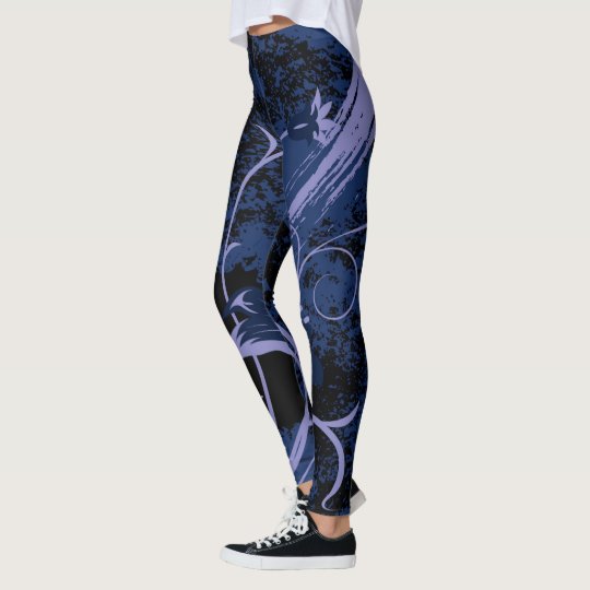 Purple Flower Abstract Design Leggings