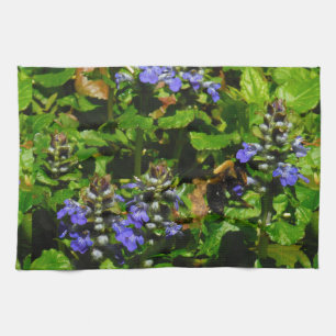 Purple Flower and Bumble Bee Kitchen Towel