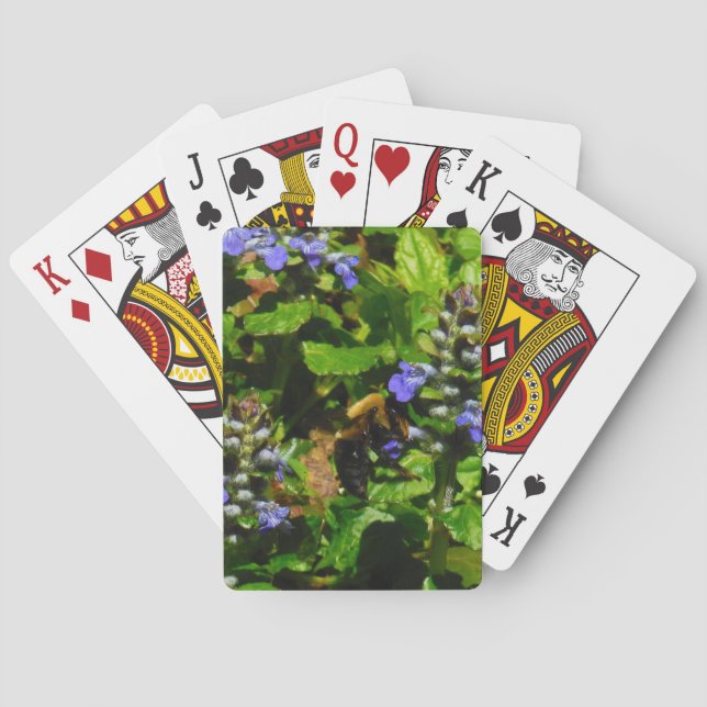 Purple Flower and Bumble Bee Playing Cards (Back)