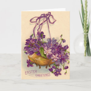 Purple Flower Basket Holiday Card