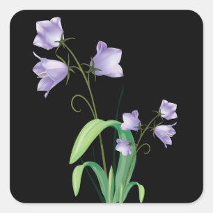 Purple Flower Black Floral Sticker / Seal