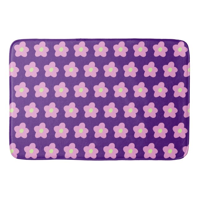 Purple Flower Blossoms Bath Mat (Front)