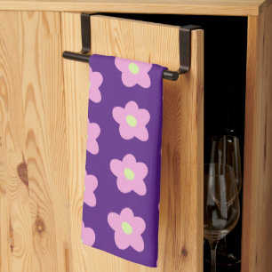Purple Flower Blossoms Kitchen Towel