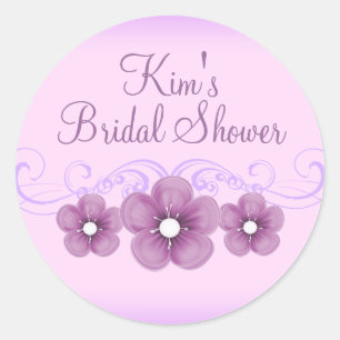 Purple Flower Bridal Shower Sticker