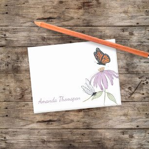 Purple Flower Butterfly and Dragonfly Custom Post-it Notes