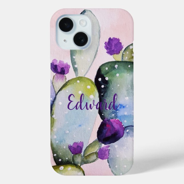 Purple Flower Cactus (Nopal) Case-Mate iPhone Case (Back)
