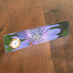 Purple Flower Custom Desk Nameplate Clock