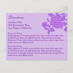 Purple Flower Custom Direction Cards