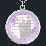 Purple Flower Custom Round Silver Necklace<br><div class="desc">Personalize this pretty necklace to have as wedding favours at your wedding reception or to have one yourself as a remembrance of your special day. This necklace is also the perfect gift for the bride ant her bridal shower. Personalize by changing the text in the fields provided and adding your...</div>