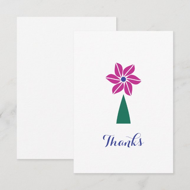 Purple Flower Customizable Flat Thank You Card (Front/Back)