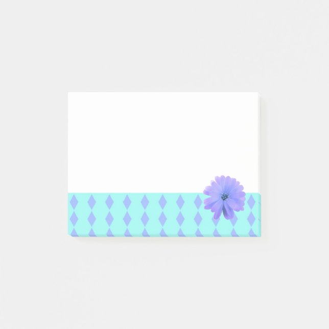 Purple Flower Diamond Pattern Border Post-it Notes (Front)