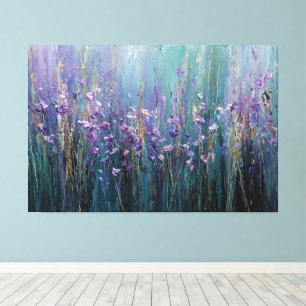 Purple Flower Field Texture Abstract Wall Art