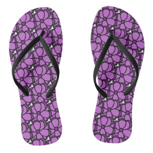 Purple Flower Flip Flops