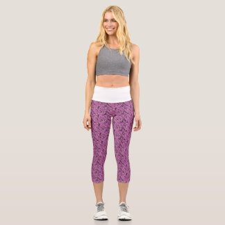Purple Flower  Floral Yoga Pants Leggings