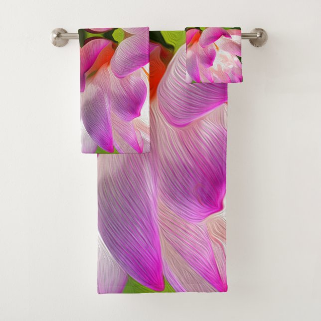 PURPLE FLOWER - Fractal Art - Bath Towel Set (Insitu)