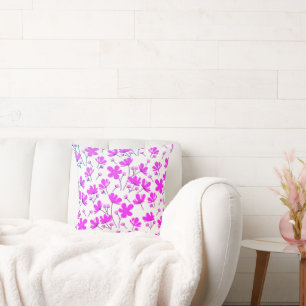 Purple Flower Garden Throw Pillow