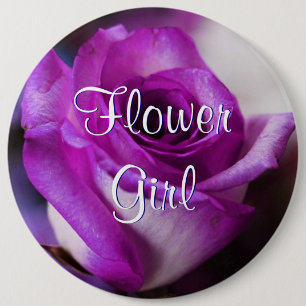 Purple Flower Girl Rose 6 Inch Round Button