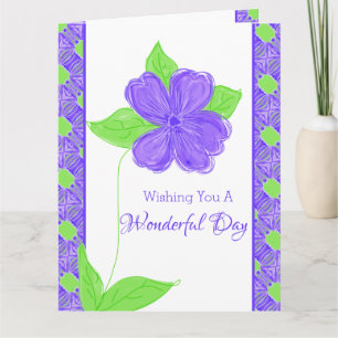 Purple Flower Happy Birthday Card