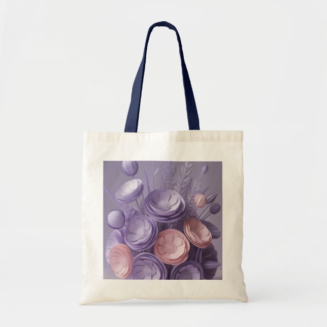 “Purple Flower Jumbo Tote Bag – Ai design  (Front)