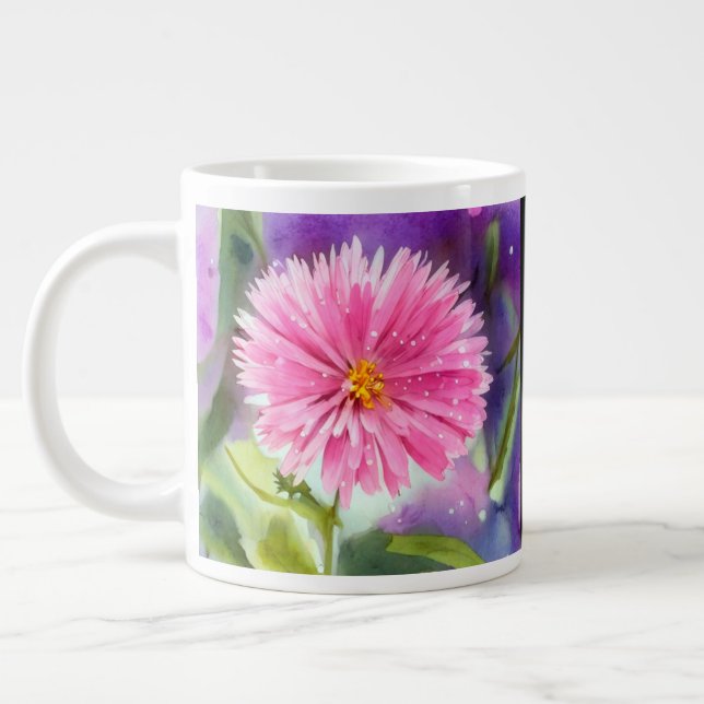 Purple Flower Large Coffee Mug (Left)