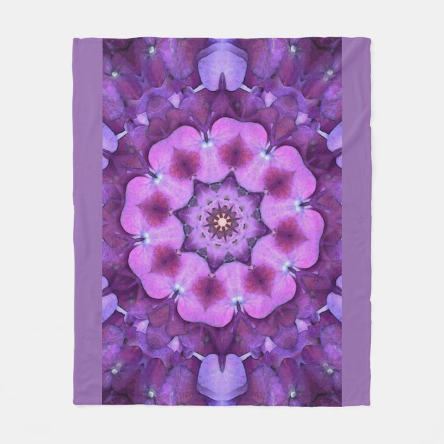 Purple Flower Mandala by SeaAngeL12 Fleece Blanket (Front)