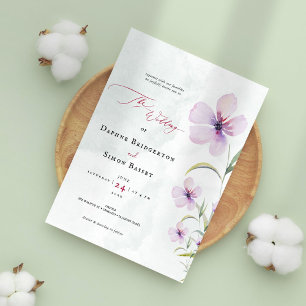 Purple Flower modern Simple Wedding Invitation