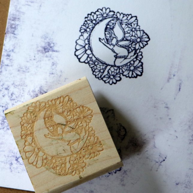 Purple Flower Moon Fairy                           Rubber Stamp (Creator Uploaded)
