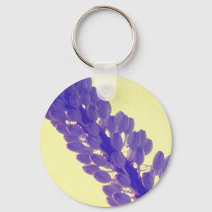 Purple Flower on Yellow Keychain