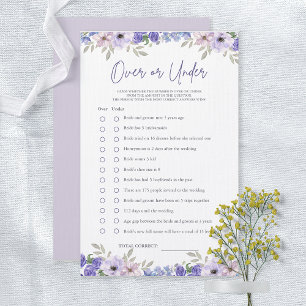 Purple Flower Over or Under Bridal Shower Game