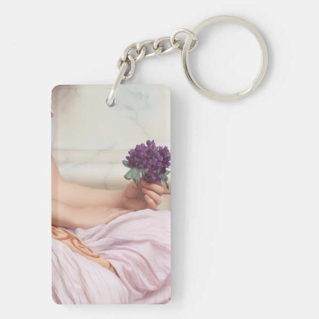 purple flower painting keychain (Back)