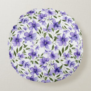 Purple Flower Passion Round Pillow
