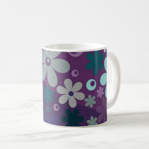 Purple Flower Pattern Coffee Mug