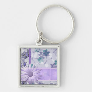 Purple flower pattern keychain
