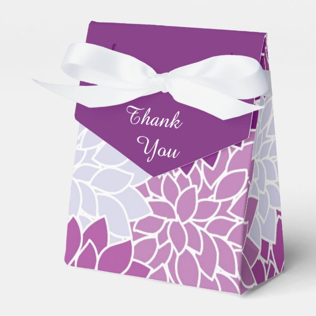 Purple Flower Pattern Thank You Favor Box (Front Side)