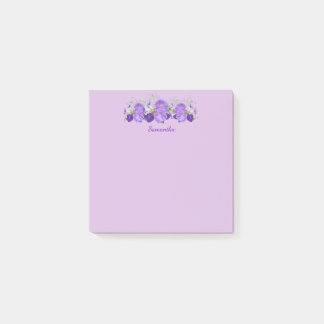 Purple Flower Personalized Post it Notes 3x3
