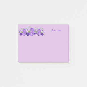 Purple Flower Personalized Post it Notes 4x3