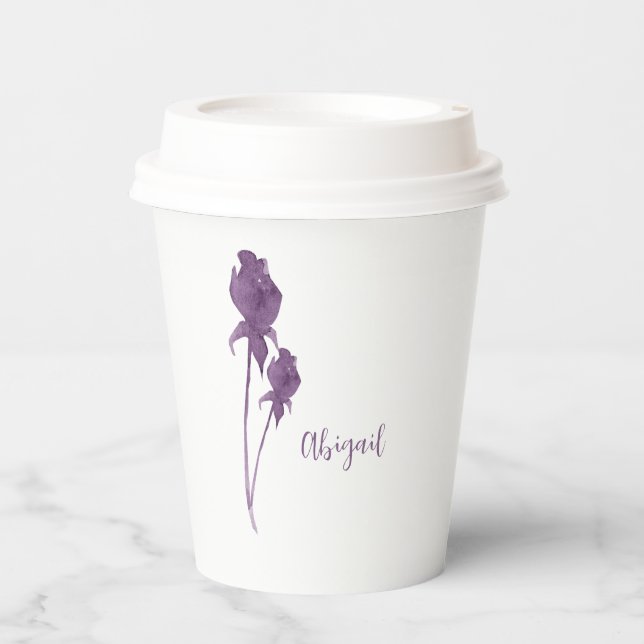 Purple Flower Personalized Shower  Paper Cups (Front)