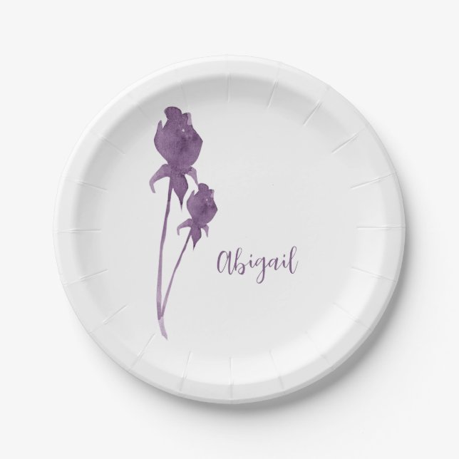 Purple Flower Personalized Shower Plate (Front)