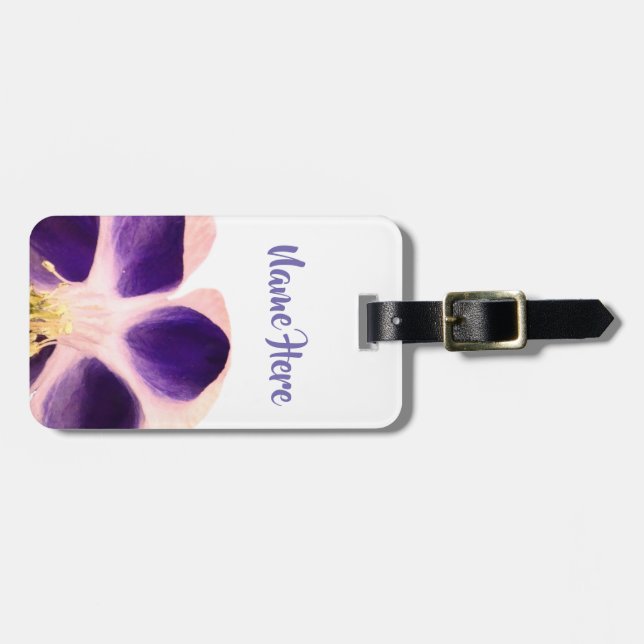 Purple Flower Photo custom Luggae Tags (Front Horizontal)
