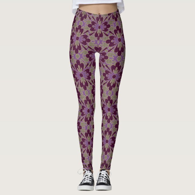 Purple Flower Power Leggings (Front)
