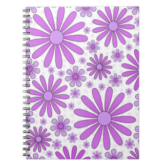 Purple Flower Power Notebook in White