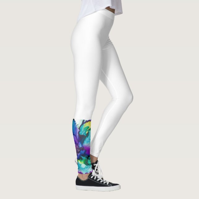 Purple Flower Power One Lower Leg Leggings (Right)