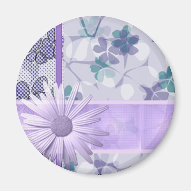 Purple flower printed magnet (Front)