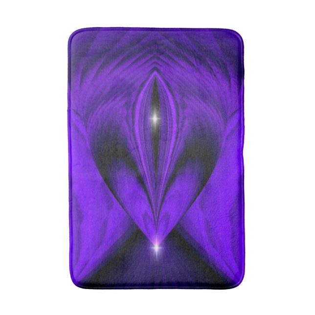 Purple Flower Rainbow Dreams , Two Stars Bath Mat (Front Vertical)