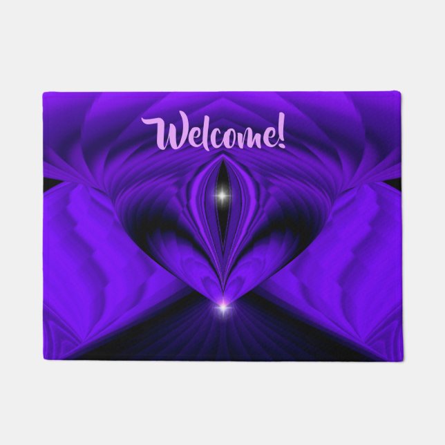 Purple Flower Rainbow Dreams Two Stars Doormat (Front)